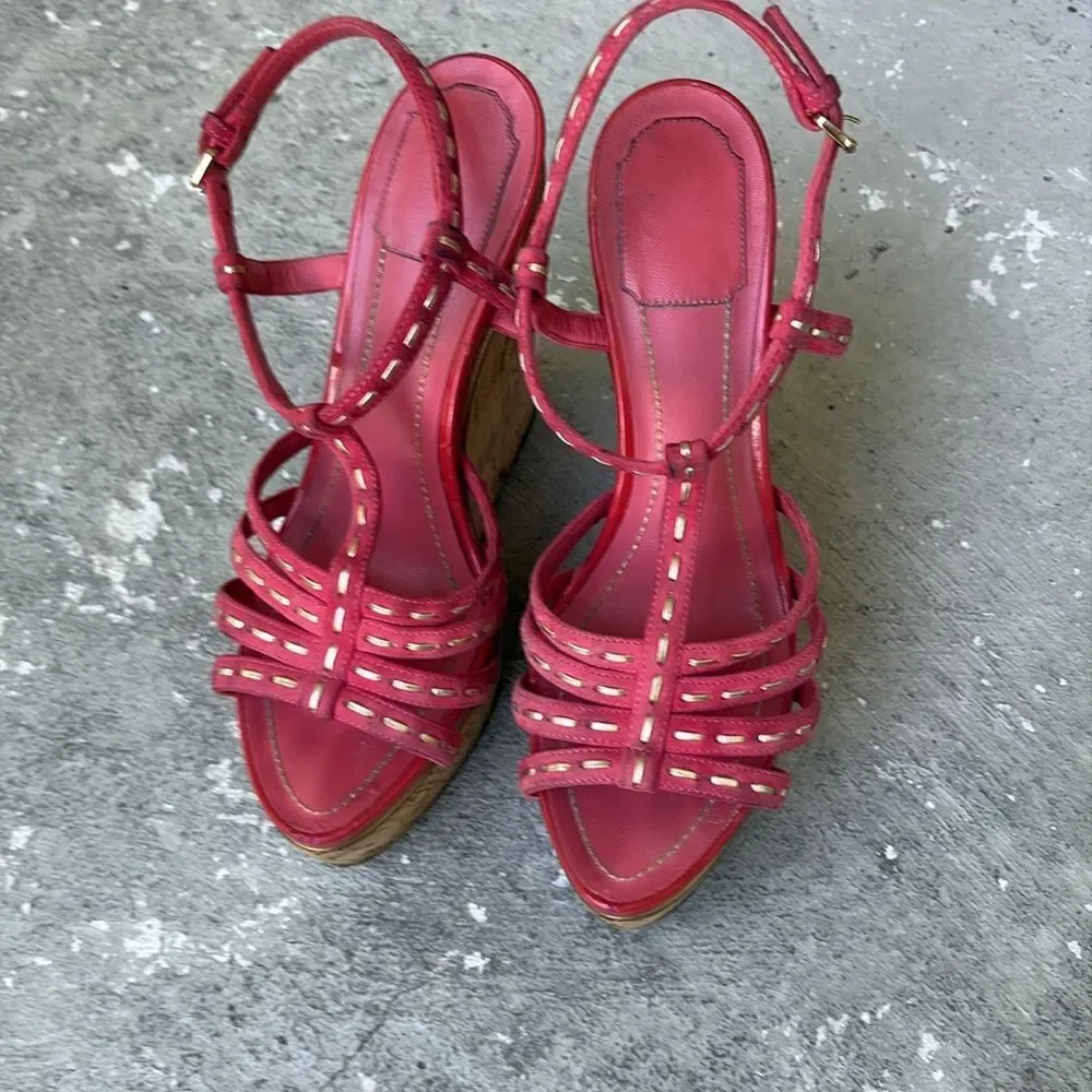 Christian Dior, pink cork wedges